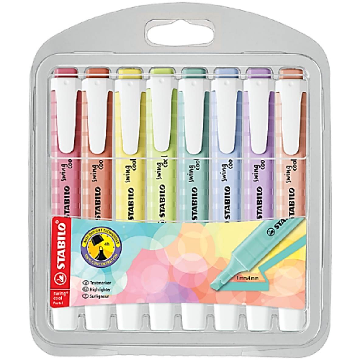Pack of 8 STABILO Swing Cool Pastel highlighters