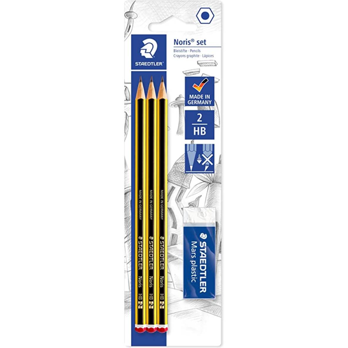 Pack de 5 crayons à papier Staedtler Noris HB + 1 gomme offerte